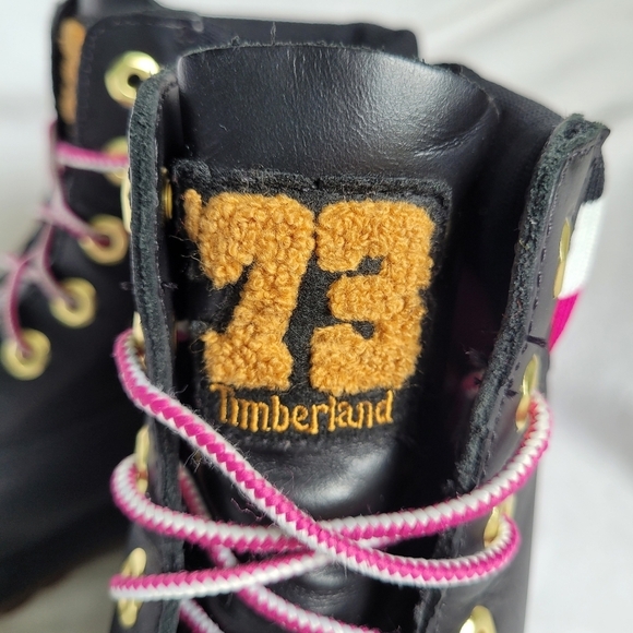 Timberland Heritage 6  Leather Black/Pink Waterproof Primaloft Women's Size 8 * - Picture 8 of 16